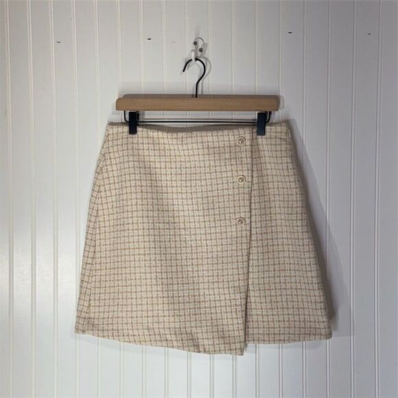 NWT Marc New York Tweed Mini Skirt Size 10 Latte White Preppy Academia Chic - Picture 1 of 8